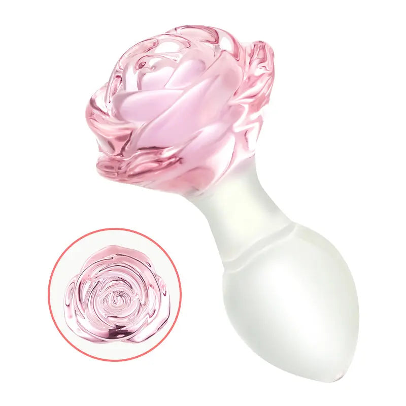 Rosy Plug Anal en verre avec une base rose Acmejoy