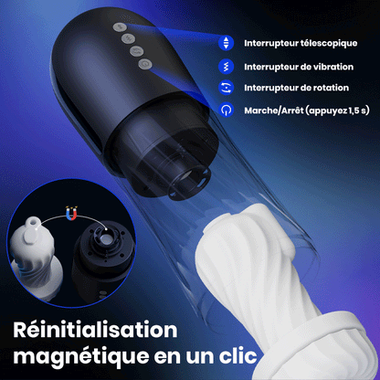 ROCKET Masturbateur  3 Rotation 5 Vibration+Va-et-Viens  chauffant