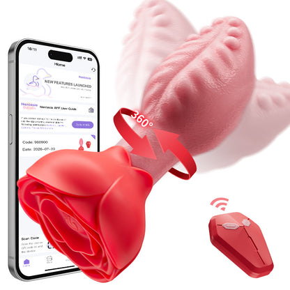 Sera - Plug anal rotatif 360° en forme de langue avec base en rose pour femmes et hommes