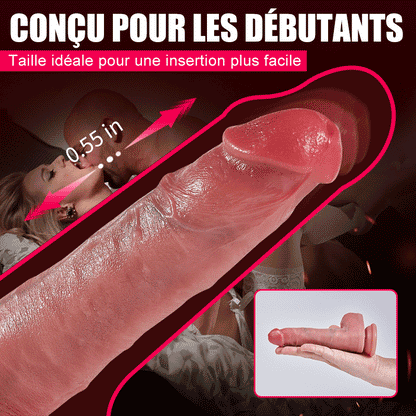 【Conçu pour les débutants】Godemichet anal réaliste en silicone de 7,4 pouces avec fonction de chauffage, modes de poussée et de vibration automatiques