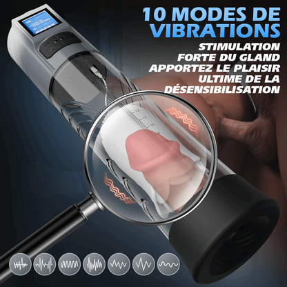 Pompe à pénis à 10 vibrations et 6 succions pour homme