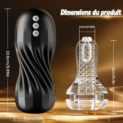 Gasvortex - Modes de succion et de vibration à 7 fréquences, coque rotative et torsadable, masturbateur masculin