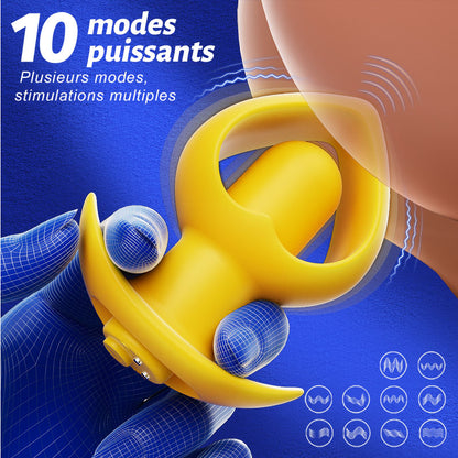 AcmeJoy Plug anal vibrant portable en silicone, rechargeable par USB