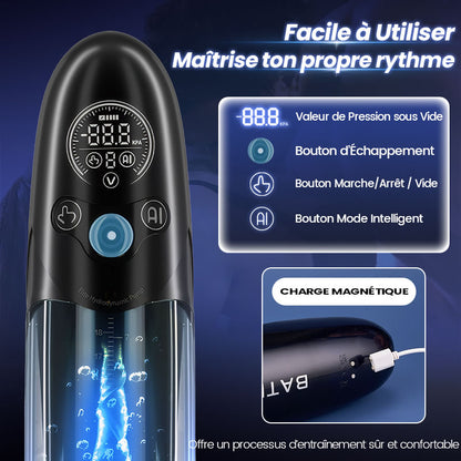 BathFun - Pompe à pénis professionnelle Puissante aspiration sous vide Étanche à 100 % Fonction d'entraînement intelligente