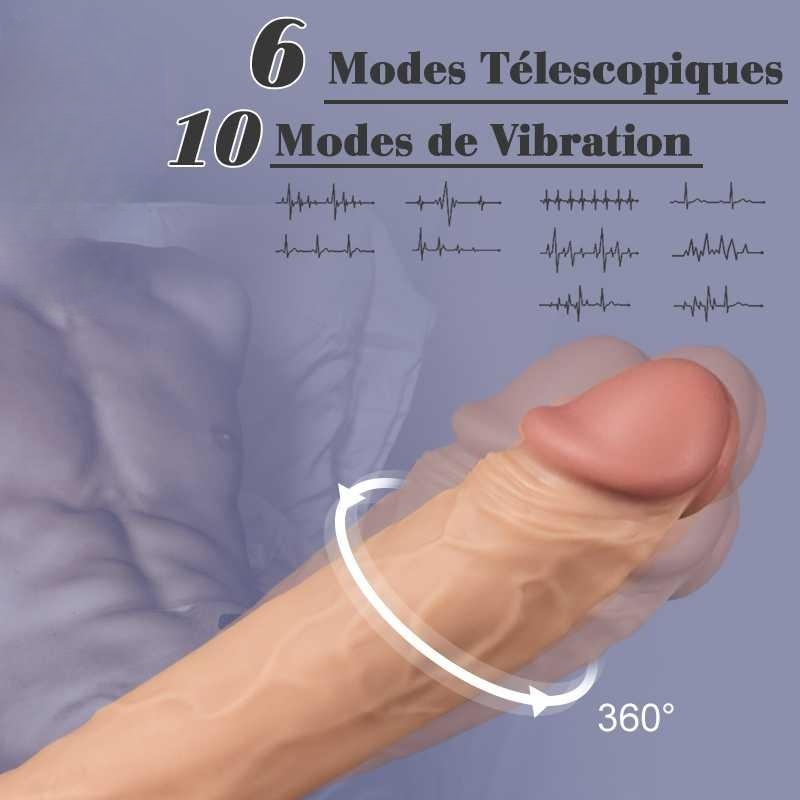 4 en 1 Gode Dildo réaliste 6 modes télescopiques 10 modes de vibration dildo Avirobta