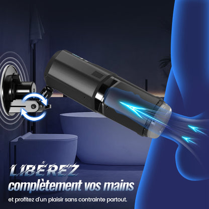 GripMax – Vibromasseur double rotatif télescopique sans les mains avec support à ventouse.
