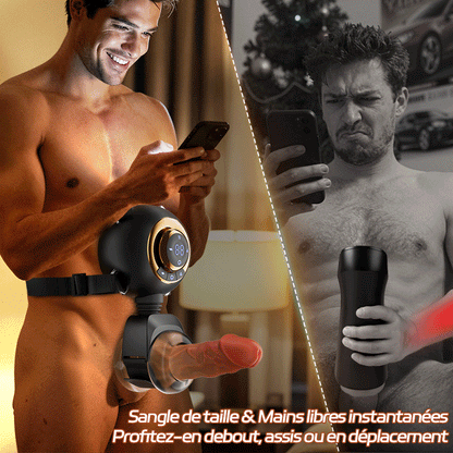 【Vente flash : -30 %】Hazel - Masturbateur masculin portable 3-en-1 avec gaine en silicone, fonctions de va-et-vient, rotation et vibration à 9 niveaux