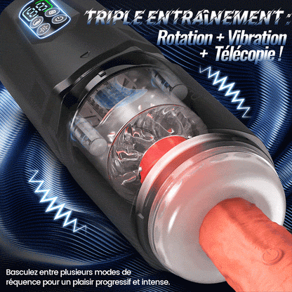 GripMax – Vibromasseur double rotatif télescopique sans les mains avec support à ventouse.