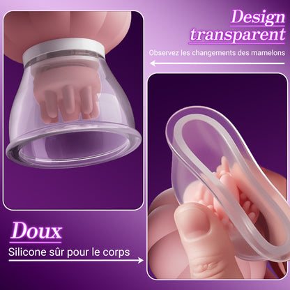 Thaliane – Jouets manuels de succion et de rotation pour les mamelons avec deux têtes de brosse différentes