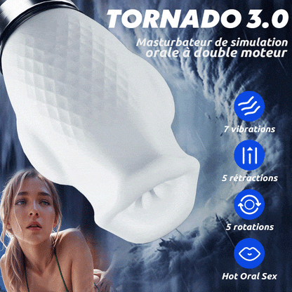 Tornado 3.0 - Masturbateur à double moteur sexe oral 7 vibrations 5 rétractions 5 rotations