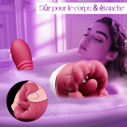Elowen - Grande bouche avec léchage par la langue pour la stimulation du clitoris et des tétons, vibromasseur à va-et-vient pour le point G.
