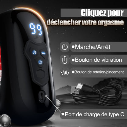 Finger 2.0-9 Vibrations 9 Pincement des doigts 9 Rotation Masturbateur d'entraînement