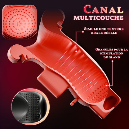 Envoûtement - 9 Vibrations 4 Aspirations Suction par Clampsement Simulateur Oral pour Hommes