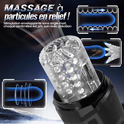 GripMax – Vibromasseur double rotatif télescopique sans les mains avec support à ventouse.