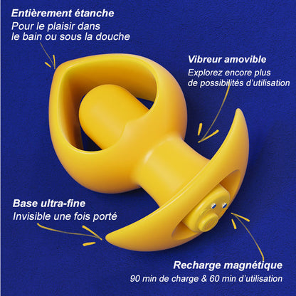 AcmeJoy Plug anal vibrant portable en silicone, rechargeable par USB