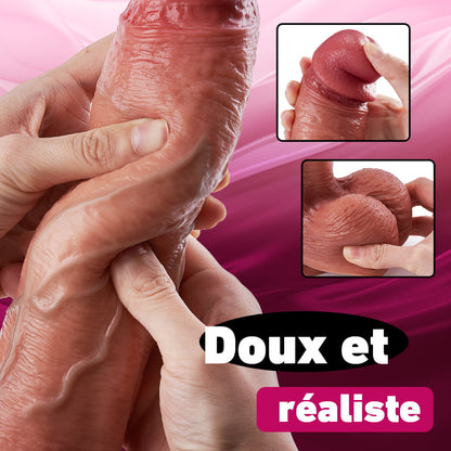 Outrider Dildo en silicone large 7 modes de va-et-vient vibrants avec détails réalistes 10,75 pouces