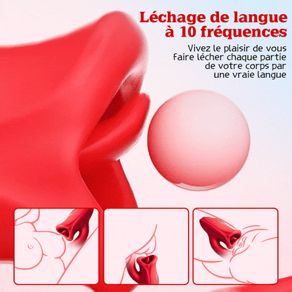 Bisou - Vibrateur G-Point-Slap avec fonction de léchage de la langue & langue vibrante