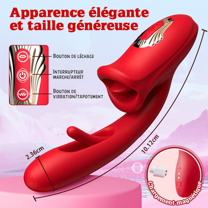 Bisou - Vibrateur G-Point-Slap avec fonction de léchage de la langue & langue vibrante