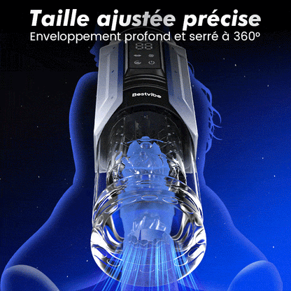 King‑Masturbateur à aspiration puissante contrôlé par application, enveloppement serré profond à 360°, facile à nettoyer