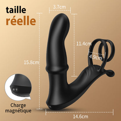 Cyclone - Masseur de prostate avec doubles anneaux pour une expérience d'érection améliorée