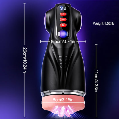【Vente flash : -30 %】Daphne - Pompe à Penis avec 3 Manches Interchangeables, Chatte de Poche, 9 Modes de Succion & 9 Modes de Vibration, Masturbateur Masculin
