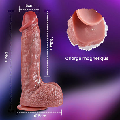 Gode réaliste en silicone de 24 cm avec vibrations et télécommande