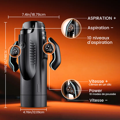 LETEN  Masturbateur Chauffant avec 10 Modes de Poussée et de Succion