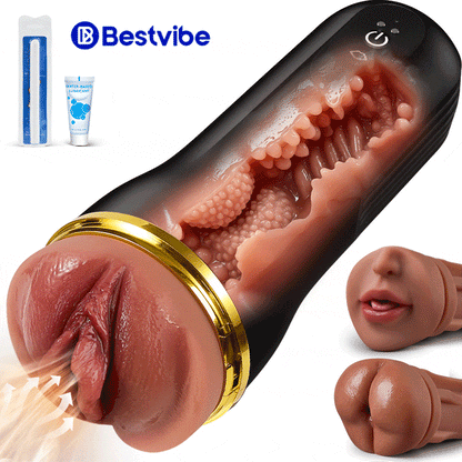 Bestvibe Pro‑ 3 manchons remplaçables, 3 plaisirs uniques, masturbateur masculin, 5 d’aspiration & 10 modes de vibration