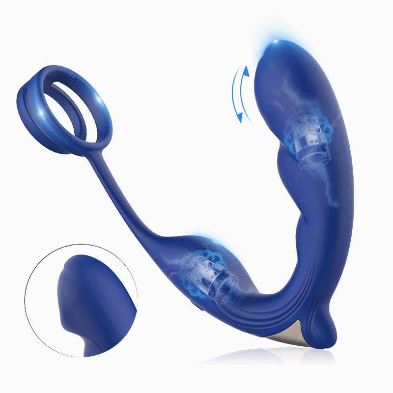 Blue Wing double anneau pénien masseur de prostate 9 vibrations
