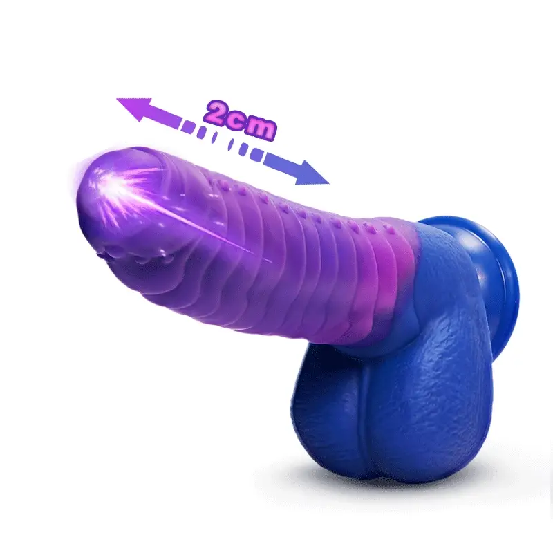 Gode réaliste chauffant changeant de couleur à 5 vibration et 3 va-et-vient