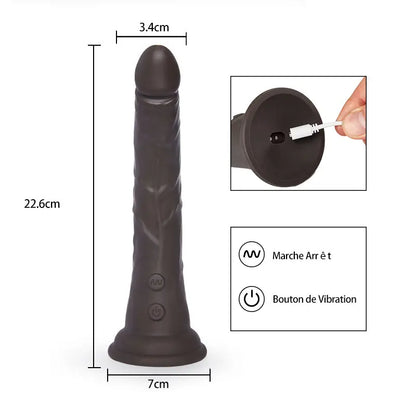 Amant Noir Gode Ceinture Strap-on Ventouse 7 Vibrations 17CM Acmejoy