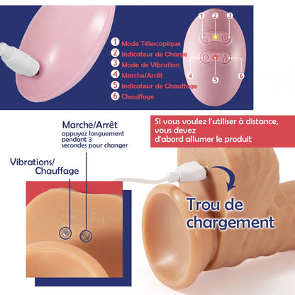 Dildo Gode Vibration pour femme avec mode télescopique 10 fréquences Aivrobta Aivrobta