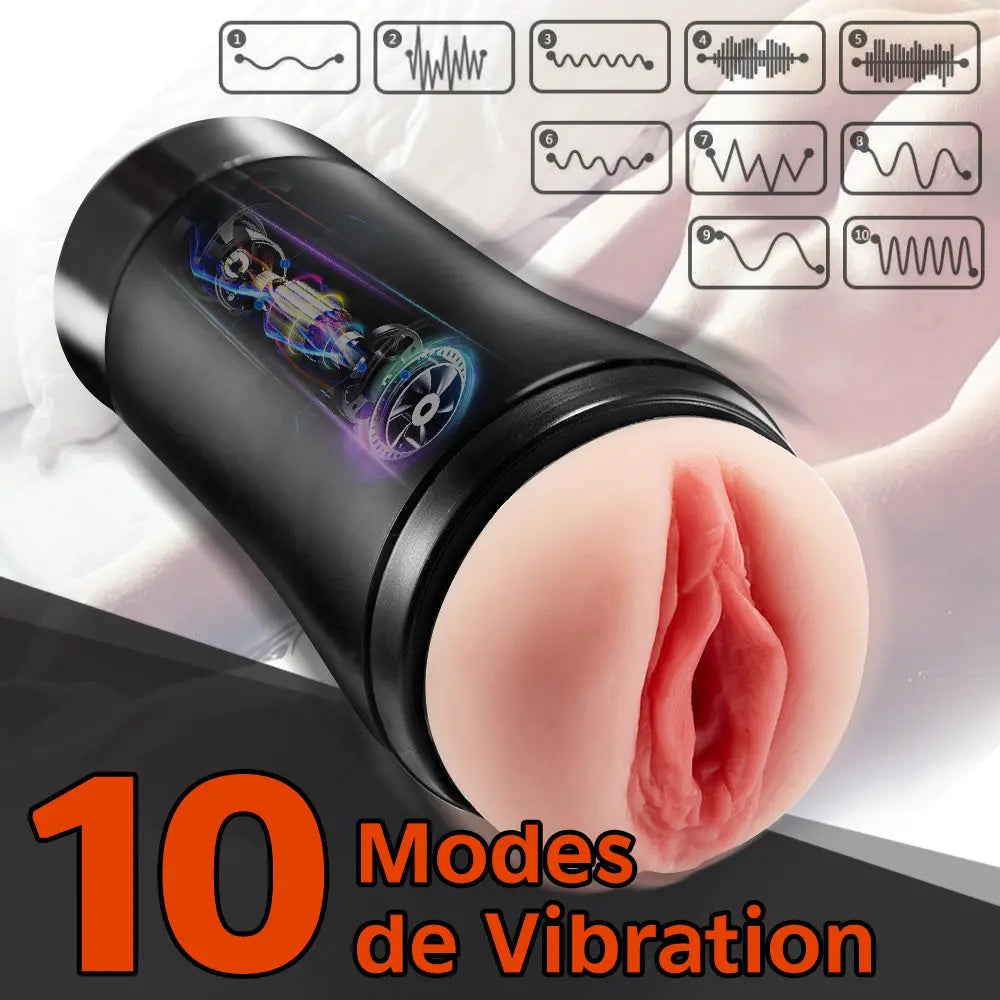 Masturbateur cup électrique 3D structure du vagin 10 modes de vibration Fondlove